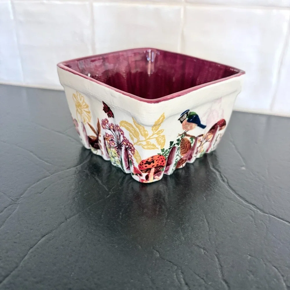 Anthropologie Nathalie Lete Berry Bowl Rare Cute Whimsical Bird Cottage Fairy